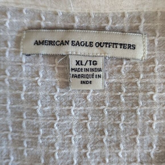 American Eagle 2015 White Crochet Lace Long Sleeve Button Up Shirt XL - Picture 11 of 13